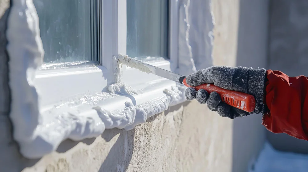 Çatlamış ve sertleşmiş dış cephe silikonu örneği